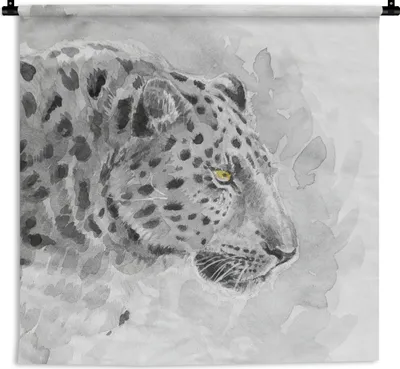 Produktbild von MuchoWow® Wandteppich Wandbehang Leopard - Gelb - Aquarell 150x150 cm Tapisserie Dekoration Wandtuch - Wohnaccessoires - Modernes