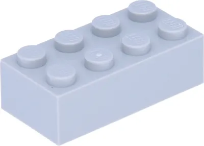 A single light gray LEGO brick with 8 studs on top, shown from a slightly elevated side angle on a white background.