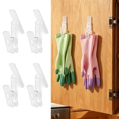 Productafbeelding van Spatschuit met 4 clips, zelfklevend, handdoekhouder voor in de keuken