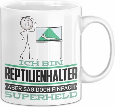Produktbild von Reptilienhalter Geschenk Tasse Ich Bin Reptilienhalter Aber Sag Doch Einfach Superheld Lustige Geschenkdiee für Reptilienhalter Kaffee-Becher (Weiß)