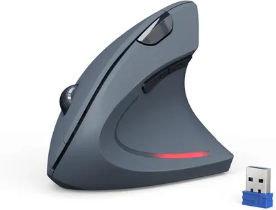 Immagine prodotto di Mouse verticale, mouse senza fili da 4800 DPI, parabraccio ergonomico, mouse senza fili con 6 pulsanti per PC, laptop, Mac, grigio