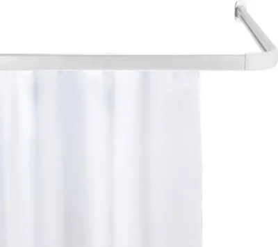 Produktbild von WENKO Winkelschiene Mod. Era Aluminium Winkelstange für Duschvorhang flexibel in L- und U-Form anbringbar inklusive Gleiter und Zubehör Farbe Weiß