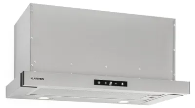 Image de Klarstein Vinea Hotte aspirante extensible avec puissance d'évacuation max. de 610m³/h, Hotte à écran plat encastrable, sous plan, hotte aspirante largeur 60cm, évacuation/circulation d'air, éclairage, filtre à graisse en aluminium, argenté