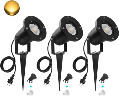 Imagen del producto de Iluminación para jardín: Juego de 3 focos LED para jardín con pincho, IP65 resistente al agua y 800 lúmenes - Color
