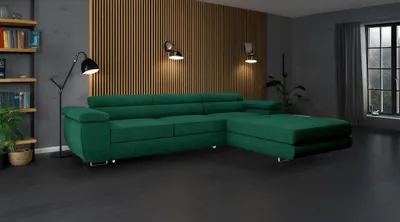 Produktbild von Ecksofa mit Schlaffunktion und Bettkasten, Designer Schlafsofa mit Bettkasten