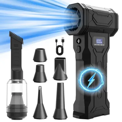Obrázek produktu pro INF Přenosný ruční mini odfukovač prachu – bezdrátový vzduchový foukač 110000RPM, 4000mAh, 40W, černý ABS