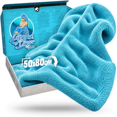 Produktbild von Nuke Guys Gamma Dryer XXL | Ultra saugstarkes Trockentuch 1400 GSM in Blau 50x80cm | Fusselfrei, abgerundete sanfte Fasern, kratzerfrei, extra groß | Premium Mikrofasertuch für Auto Motorrad Fahrrad