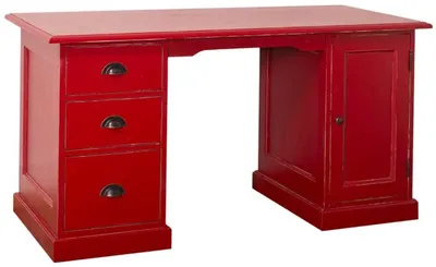 Image de Casa Padrino Bureau de style rustique Style antique Rouge 152 x 70 x H. 78 cm - Meubles de bureau de style rustique