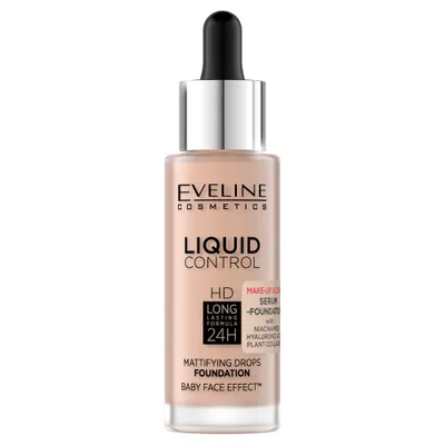 Produktbild von Eveline Cosmetics Liquid Control HD – langanhaltende, mattierende Foundation, Farbton 003 Ivory Beige