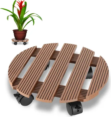 Zdjęcie produktu dla Wałek do roślin Yakimz WPC 30 x 30 x 7,5 cm, do zastosowań zewnętrznych i wewnętrznych, nośność 80 kg, odporny na warunki atmosferyczne, brązowy, okrągły