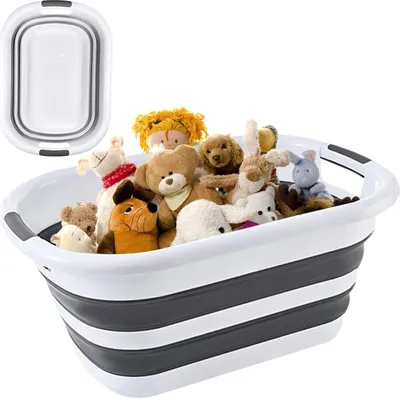Image de Panier à linge pliable - gain de place - 1 pièce - noir/blanc - 26 litres