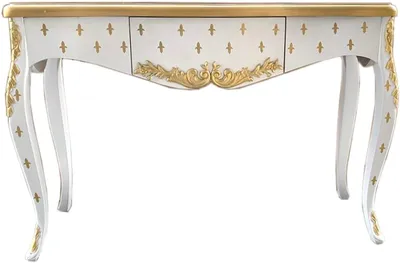 Produktbild von Casa Padrino Luxus Barock Konsole Weiß Gold mit Schublade 120 x 40 x H. 85 cm - Barock Konsolentisch