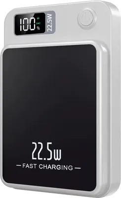 Produktbild von Magnetische Powerbank kompatibles  MagSafe-Ladegerät mit USB-C &USB-A für iPhone & Smartphones – Weiß / 10.000 mAh