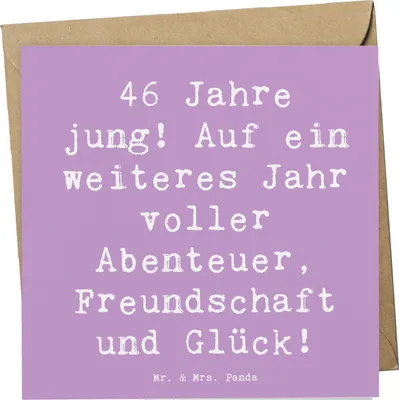 Produktbild von Mr. & Mrs. Panda Grußkarte Spruch 46. Geburtstag - Lavendeltraum - Geschenk, Happy Birthday, Junggeblieben, doppelkarte, Geburtstagsgeschenk, Klappkarte, Abenteuer
