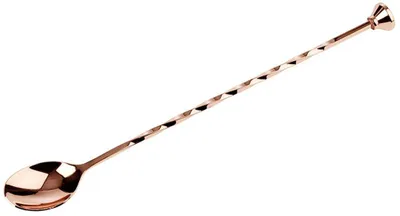 Productafbeelding van Barlepel met stamper - Cocktaillepel Menglepel - Cocktails Maken - Twisted handvat - 27 cm - Koperkleurig