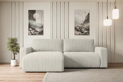 Produktbild von ALTDECOR Ecksofa mit Schlaffunktion und Bettkasten Corner Sofa Eckcouch Couch L-Form universal, links/rechts Schlafcouch Ausziehbar Wohnlandschaft Schlafsofa KLEEA-L - 247x143x83cm Cremeweiß