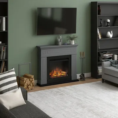 Produktbild von TAGU Larsen grau Elektrokamin mit 23 Zoll Powerflame  1500W 7 Tage programmierbar Digitaler Thermostat Fernbedienung