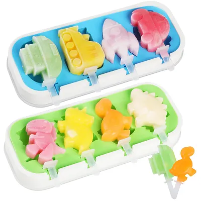 Eisformen aus Silikon, 2er-Set, 8 Mulden, 12 Stäbchen