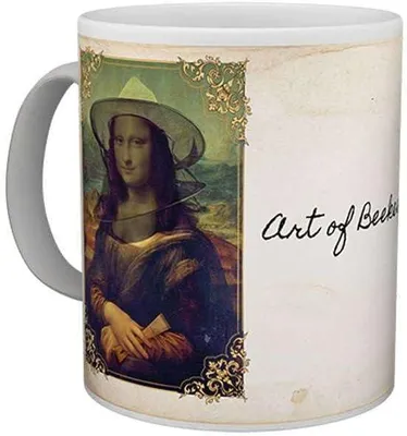 Produktbild von IMKERSHOP Witzige Tasse Mona Lisa mit Imkerhut | Lustiges Geschenk für Imker & Kunstliebhaber | Keramik-Kaffeebecher 330 ml | Imker Geschenkidee