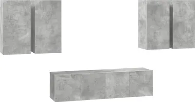 Produktbild von vidaXL 6-tlg. TV-Schrank-Set Betongrau Holzwerkstoff
