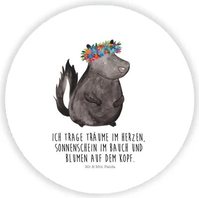 Produktbild von Mr. & Mrs. Panda Kühlschrankmagnet Stinktier Mädchen - Weiß - Geschenk, Namaste, Skunk, Yoga, haftmagnet, Stinki, magnet für kühlschrank, pinnwand, Wildtier, pinwand