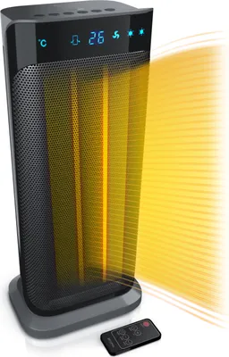 Produktbild von Brandson Heizlüfter energiesparend, Keramikheizgerät 2000W, Fernbedienung, 2 Leistungsstufen, Überhitzungsschutz, Automatische Abschaltung, Umkippschutz, 35° Oszillation, Grau/Schwarz
