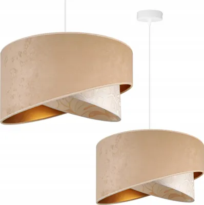 Immagine prodotto di Light-Home Milano lampada a sospensione con paralume - Lampada da soffitto industriale - Lampada a sospensione in metallo con paralume in velluto - Beige Monserta II, bianco