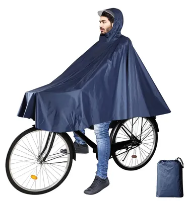 Immagine prodotto di Impermeabile per bicicletta - Mantello antipioggia, leggero e compatto, con cappuccio