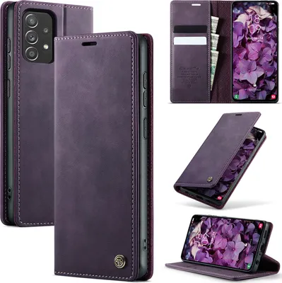 Produktbild von Handyhülle für Samsung Galaxy A52 / A52s 5G Hülle Leder mit RFID Schutzhülle Klapphülle Magnet Kartenfach Standfunktion Lila
