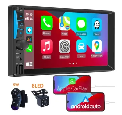 Obrázek produktu pro AKAMATE Apple CarPlay Android Auto 2din univerzální AUTORÁDIO s BLUETOOTH, USB, NAVIGACÍ přes CarPlay/Android Auto rádio do auta s univerzálním rozměrem, Kamera