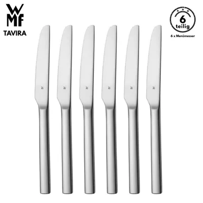Produktbild von WMF Tavira Menümesser , 6-teilig, Cromargan® Edelstahl, geschmiedete Klinge, spülmaschinenfest, Tafelmesser, Messerset, Messer, Besteck set