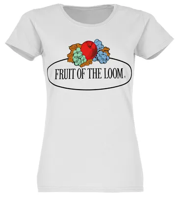 Produktbild von Fruit of the Loom Damen T-Shirt mit großem Vintage-Logo Farbe: weiß Größe: M