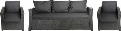 Immagine prodotto di Set di cuscini per mobili in polyrattan 5 posti 168x60cm + 2x 56x52cm|set di cuscini per sedute antracite, cuscino per esterni con schienale, cuscino per sedia da giardino, cuscino per divano