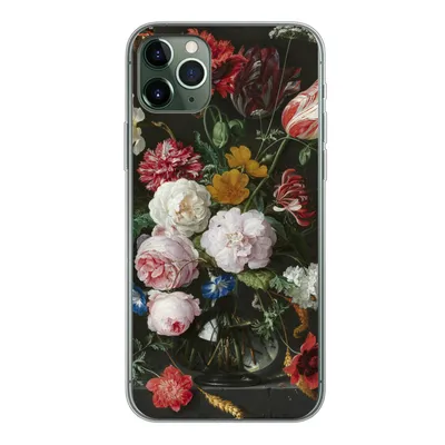 Produktbild von MuchoWow® Handyhülle Schutzhülle Hülle für iPhone 11 Pro Max Stilleben mit Blumen in einer Glasvase - Gemälde von Jan Davidsz. de Heem Silikon Softcase Handy Hülle - Schutz