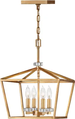 Obrázek produktu pro Závěsné svítidlo kovové E14 Š: 33 cm V: max. 202,2 cm křišťál ve staromosazném provedení 4 světla vintage závěsné svítidlo