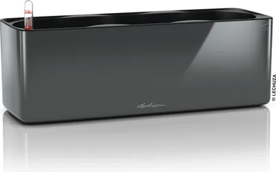 Produktbild von LECHUZA-Pflanzgefäß CUBE Premium Triple Anthrazit Highgloss | Pflanzgefäß mit Bewässerungssystem | Hochglanz-Oberfläche | 40 x 14 x 13,5 cm | 13671