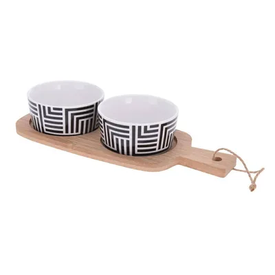 Immagine prodotto di Set da portata per tapas Excellent Houseware, bambù/porcellana, 25x10x1 cm, multicolore