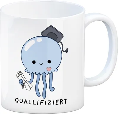 Produktbild von Jelly & Friends Qualle Kaffeebecher mit Spruch Quallifiziert