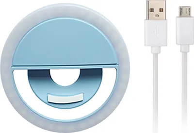 Produktbild von Handy-Fülllicht Selfie-Fülllicht Rundes LED-Live-Beauty-Fülllicht Vier Beleuchtungseinstellungen Eingebauter wiederaufladbarer Lithium-Akku Blau