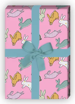 Produktbild von Süßes rosa Geschenkpapier mit Hasen Kaninchen - G12309, 32 x 48cm