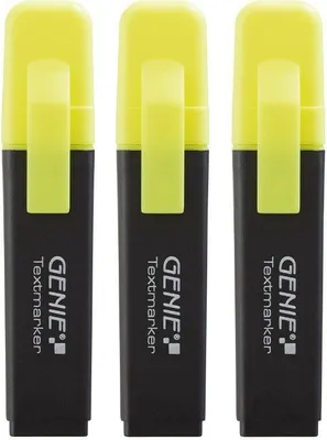 Produktbild von 3 Stück GENIE Textmarker Neongelb Marker Set Highlighter Stifte Leuchtmarker