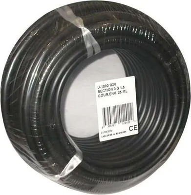 Obrázek produktu pro Tuhý kabel R2v U1000 3g1,5 25m černý - Electraline