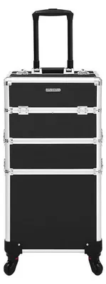 Immagine prodotto di Tavolino trucco 3-in-1 – Valigetta da trucco con ruote universali – Nero – 35 x 68,5 x 25 cm