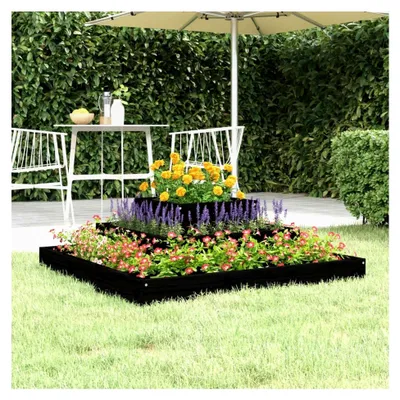 Produktbild von Pflanzkübel Schwarz 80x80x27 cm aus Kiefernholz, Blumentopf für Balkon, Terrasse und Garten