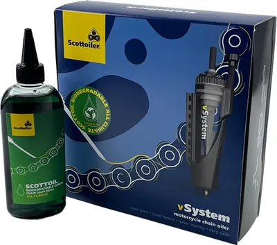Produktbild von SCOTTOILER vSystem Kettenöler Universal Edition + biologisch abbaubares grünes Schmiermittel