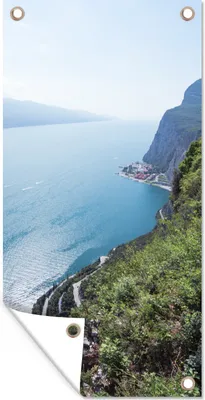 Produktbild von MuchoWow® 30x60 cm Outdoor-Poster Gartendeko Sichtschutz Garten Poster für den Garten  Gardasee - Wasser - Küste