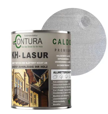 Produktbild von Contura KH Lasur 2,5Liter 3in1 Holzlasur Holzschutzlasur UV- Holzschutz Holzöl Dünnschichtlasur - R09066 Aluminium Metallic