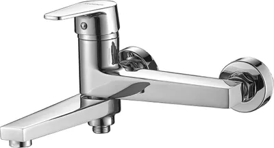 Productafbeelding van BADLAND Wastafelmengkraan, muurmodel, LUGA. Chrome badkamerkraan