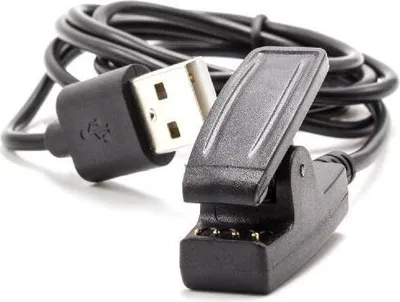 Produktbild von vhbw USB Ladekabel kompatibel mit Garmin Forerunner 630, 735xt, 230, 235 Smartwatch Fitnesstracker - Ladestation Schwarz, 100 cm