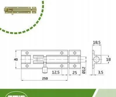 Produktbild von AMIG Schubriegel 501 Lang Gold Aluminium 250x40mm